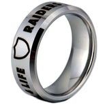 Oakland Raiders Ring 8mm Silver Tungsten Wedding Ring Size 4 - 17 #Raiders