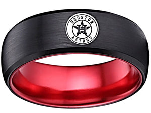 Houston Astros Ring 8mm Black & Red Tungsten Ring #Astros