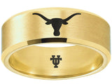 Texas Longhorns Ring | Matte Gold Ring | UT Wedding Band