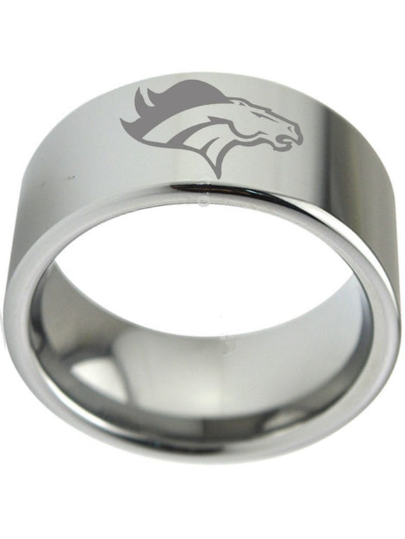 Denver Broncos Ring Tungsten 11mm Silver Wedding Ring Von Miller Size 7 - 13