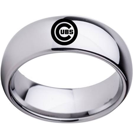 Chicago Cubs Ring Wedding Band Tungsten 8mm Silver Ring Size 5 - 16 #cubs