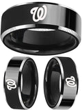 Washington Nationals Ring Tungsten Band 8mm Silver Wedding Ring Sizes 5 - 15 NEW