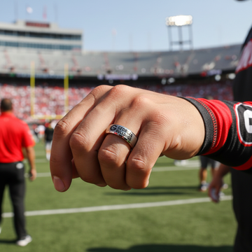 Georgia Bulldogs Ring | Silver & Red Wedding Band | Sizes 6 - 13 | #UGA