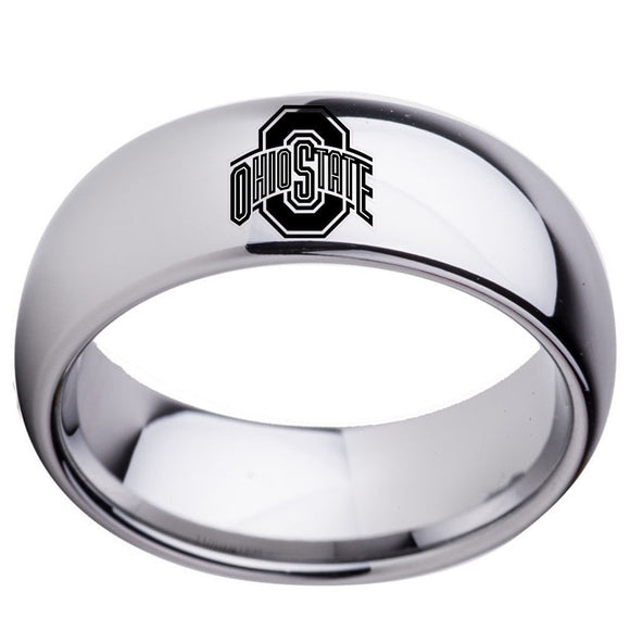 Ohio State Buckeyes Ring Wedding Band 8mm Silver Tungsten Ring Size 5-16 NCAA