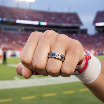Ohio State Buckeyes Ring | Silver Wedding Band | Sizes 6 - 13