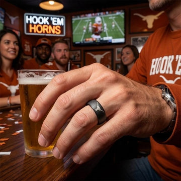 Texas Longhorns Ring | Black Logo Ring | Rugged Wedding Band