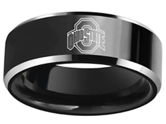 Ohio State Buckeyes Ring Buckeyes Logo Wedding Band Black Silver ring #ohiostate #buckeyes