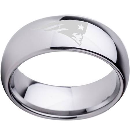 New England Patriots Ring Wedding Band Tungsten 8mm Silver Ring Size 5 - 16 NFL