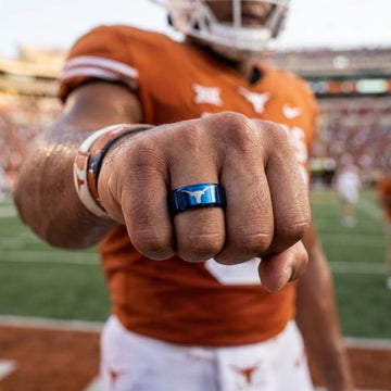 Texas Longhorns Ring | Blue Logo Ring | Customizable Wedding Band