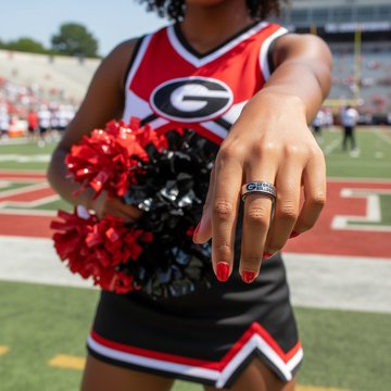 Georgia Bulldogs Ring | Silver & Black Wedding Band | Sizes 6 - 13