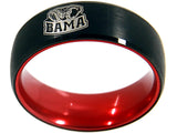 Alabama Crimson Tide Ring Alabama Ring Roll Tide Ring Black & Red Tungsten