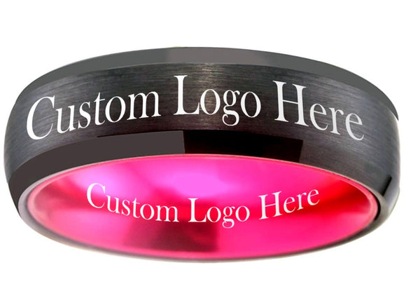 Black and Pink Ring Custom Wedding Band 6mm - Custom Ring! Sizes 6-13 #custom #ring