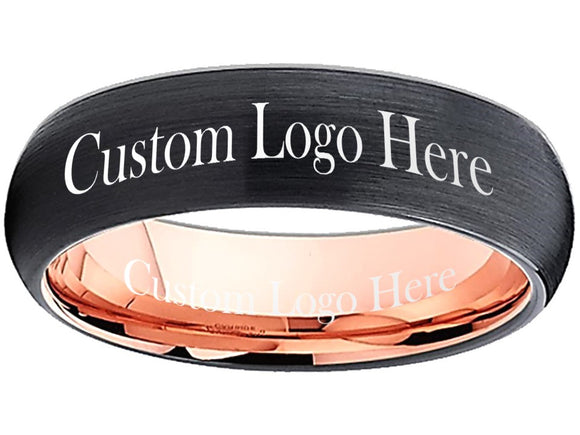 Black and Rose Gold Ring Custom Wedding Band 6mm - Custom Ring! Sizes 5-13 #custom #ring