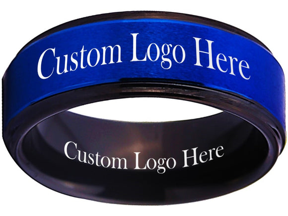 Blue and Black Ring Custom Wedding Band - Customize it! Sizes 6-13 #custom #ring