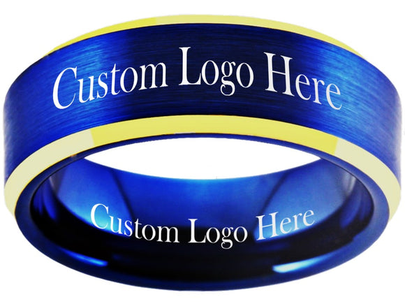 Blue and Gold Ring Custom Wedding Band - Customize it! Sizes 6-13 #custom #ring
