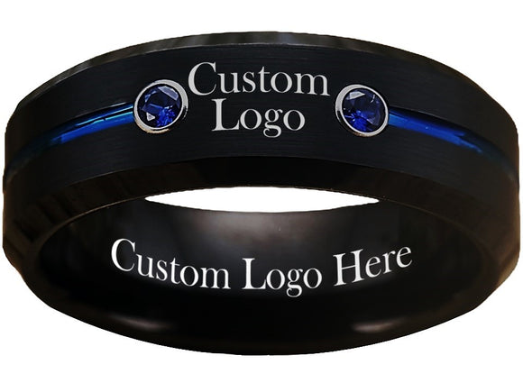 Black & Blue CZ Ring Custom Wedding Band - Custom Ring - Sizes 6-13 #custom #ring
