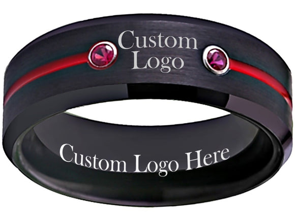Black and Red CZ Ring Custom Wedding Band - Custom Ring - Sizes 6-13 #custom #ring