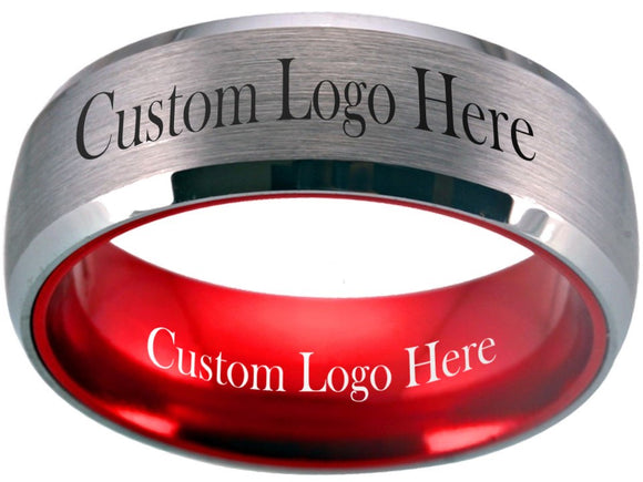 Silver and Red Ring Custom Wedding Band - Customize it! Sizes 6-13 #custom #ring