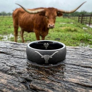 Texas Longhorns Ring | Black Logo Ring | Rugged Wedding Band
