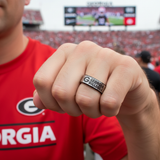Georgia Bulldogs Ring | Silver & Black Wedding Band | Sizes 6 - 13