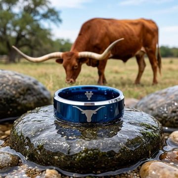 Texas Longhorns Ring | Blue & Silver Ring | Customizable