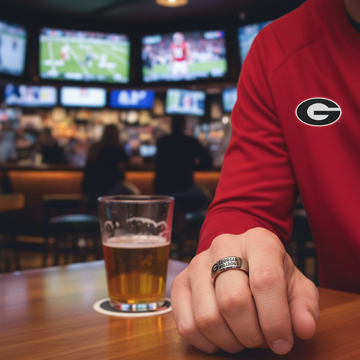Georgia Bulldogs Ring | Silver & Red Wedding Band | Sizes 6 - 13 | #UGA