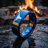 Texas Longhorns Ring | Blue Logo Ring | Customizable Wedding Band