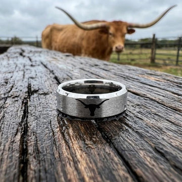 Texas Longhorns Ring | Matte Silver Ring | UT Wedding Band