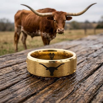 Texas Longhorns Ring | Matte Gold Ring | UT Wedding Band