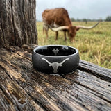Texas Longhorns Ring | Black Logo Ring | Rugged Wedding Band