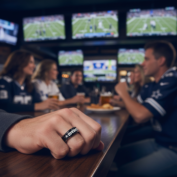 Cowboys Ring | Black & Silver Wedding Ring | Sizes 4-17