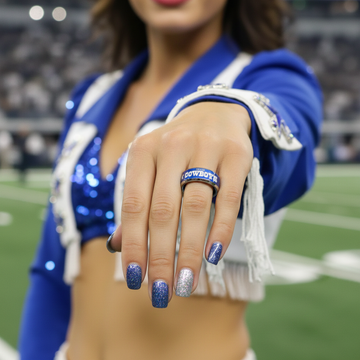 Cowboys Ring | Blue & Silver Wedding Ring | Sizes 4-17