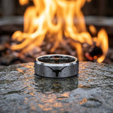 Texas Longhorns Ring | Matte Silver Ring | UT Wedding Band