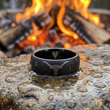 Texas Longhorns Ring | Black Logo Ring | Rugged Wedding Band