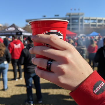 Georgia Bulldogs Ring | Black & Red Wedding Band | Sizes 6 - 13