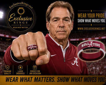 Legendary Alabama coach Nick Saban wearing an Alabama ring exclusively designed and sold by exclusiverings.net
